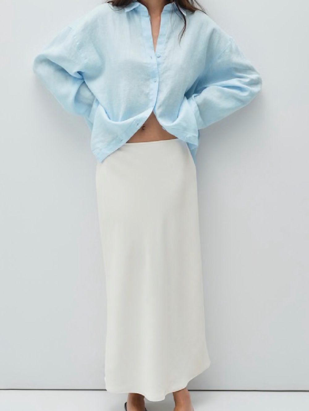Flowing slip bias skirt crepe